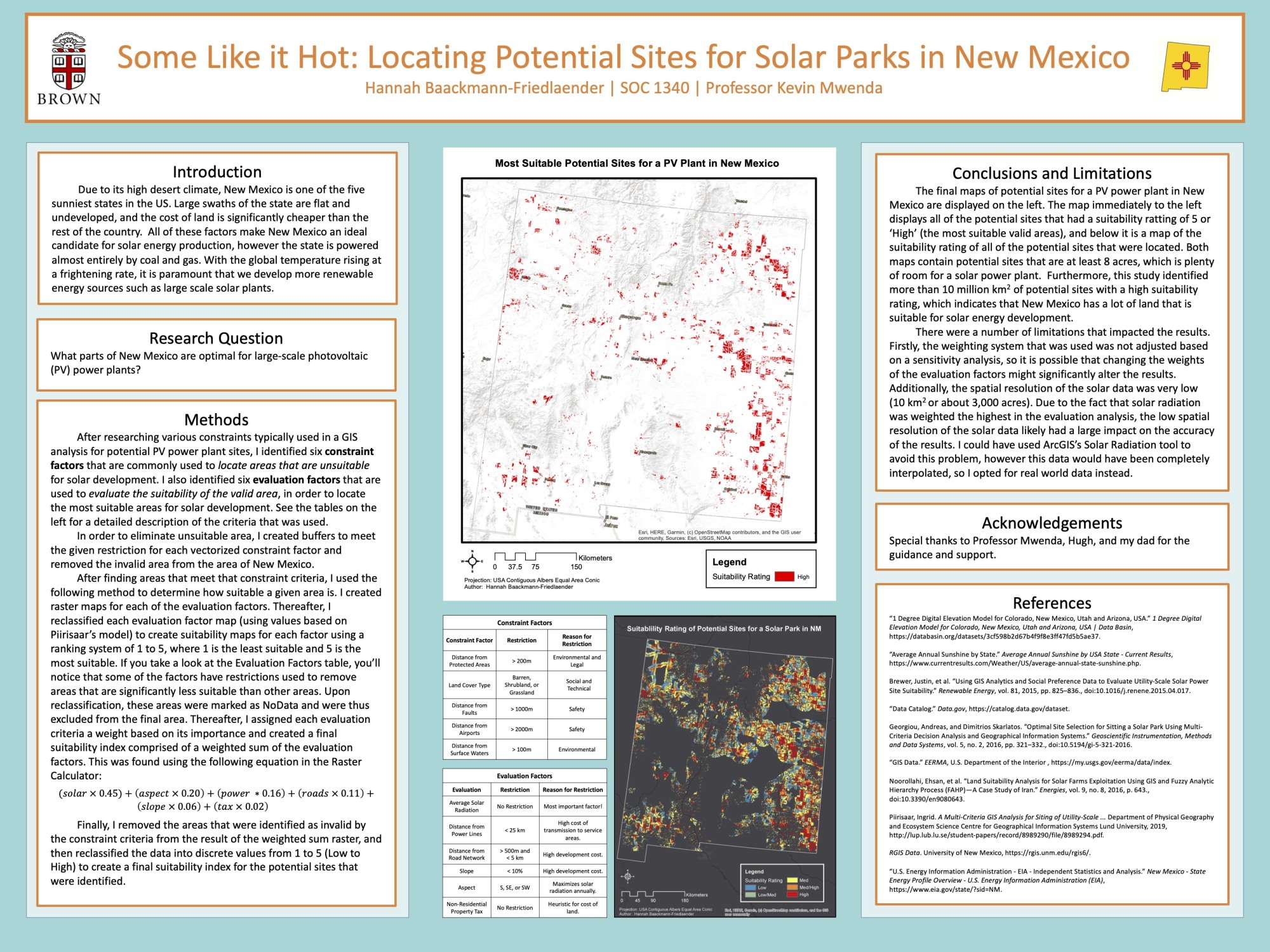 student project poster on solar parks in new mexico