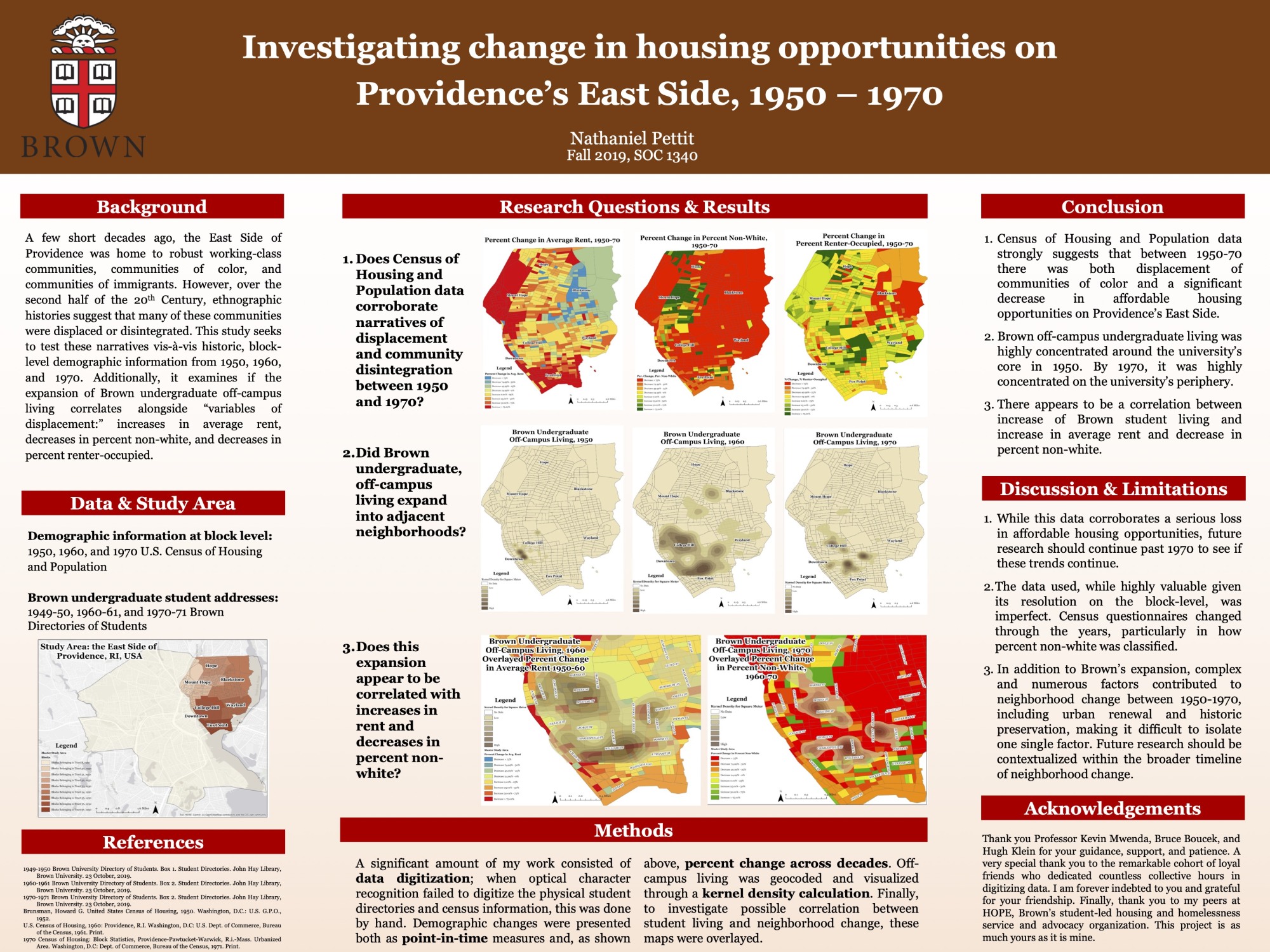 student project poster on housing in Providence East Side