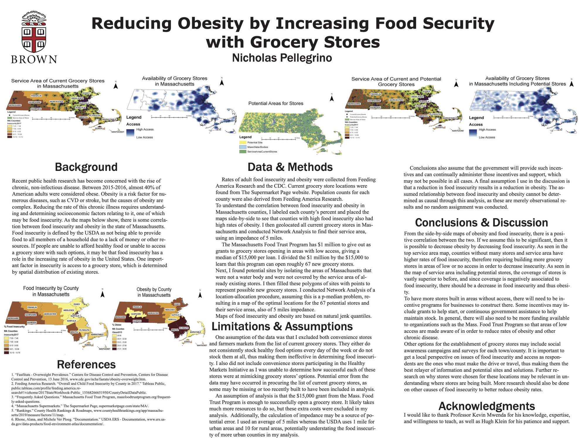 student poster dense with text--project on food security and grocery stores